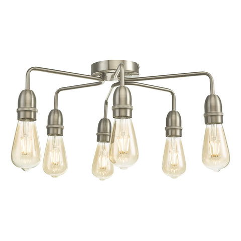 Kiefer 6 Light Flush - Satin Chrome