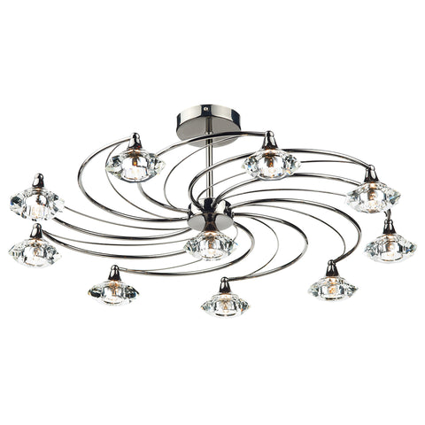 Luther 10 Light Semi Flush - Black Chrome