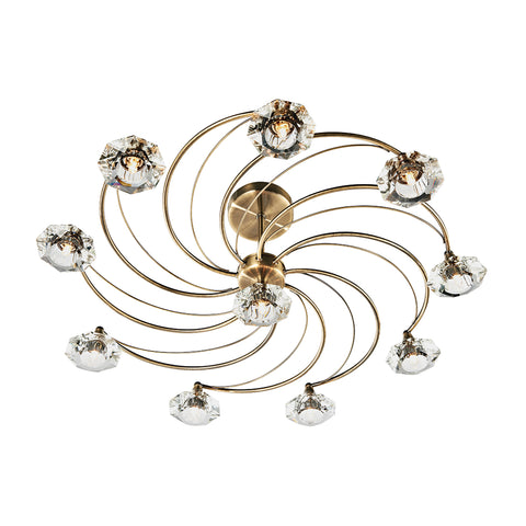 Luther 10 Light Semi Flush - Antique Brass