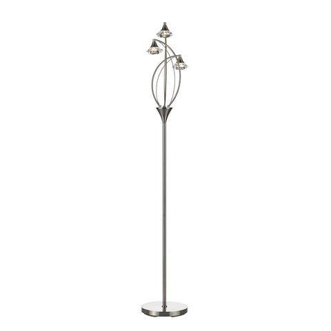 Luther 3 Light Floor Lamp - Satin Chrome