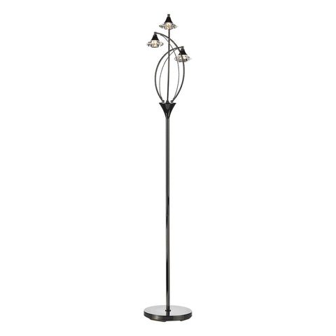 Luther 3 Light Floor Lamp - Black Chrome