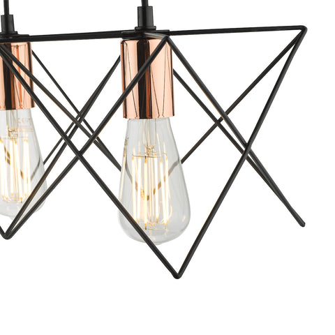 Midi 4 Light Bar Pendant Black & Bright Copper