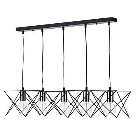 Midi 5 Light Bar Pendant Black / Polished Chrome