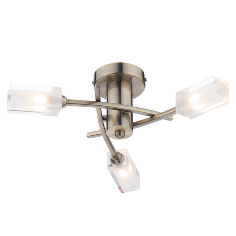 Morgan 3 Light Semi Flush - Antique Brass