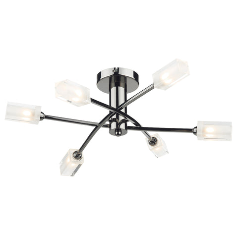 Morgan 6 Light Semi Flush - Black Chrome