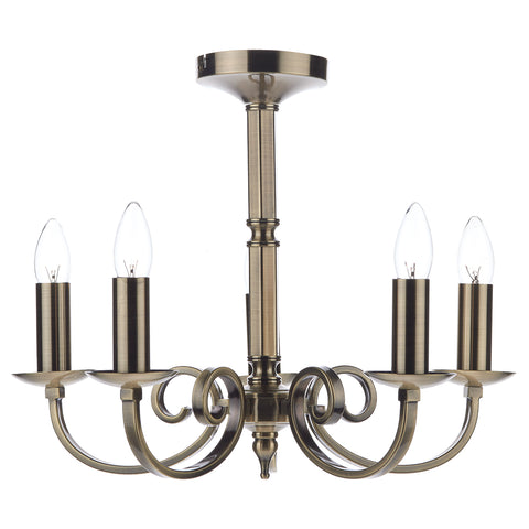 Murray 5 Light Dual Mount Pendant - Antique Brass