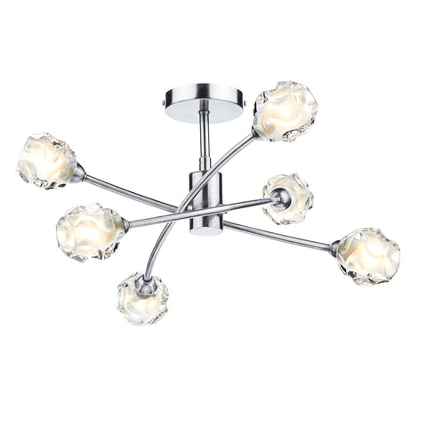 Seattle 6 Light Semi Flush - Satin Chrome