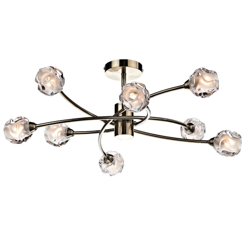 Seattle 8 Light Semi Flush - Antique Brass