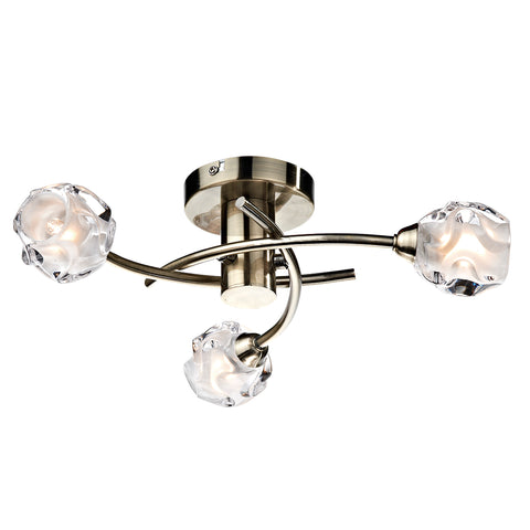 Seattle 3 Light Semi Flush - Antique Brass