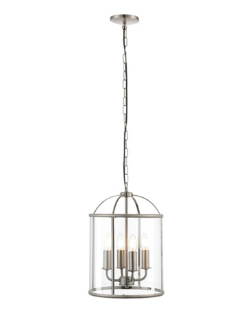 Lambeth 4lt Lantern Pendant - Satin Nickel