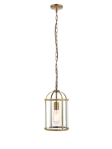 Lambeth 1lt Lantern Pendant - Antique Brass