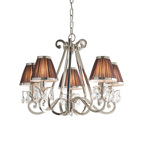 Oksana 5 Light Nickel and Chocolate Shades Pendant