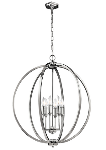 Corinne 6 Light Polished Nickel Pendant