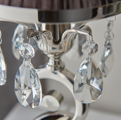 Oksana Polished Nickel & Chocolate Shade Table Lamp