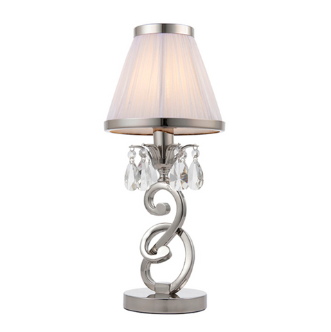 Oksana Polished Nickel & White Shade Table Lamp
