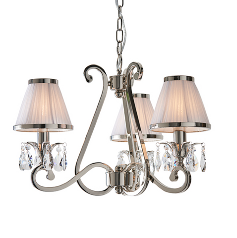 Oksana 3 Light Nickel and White Shades Pendant