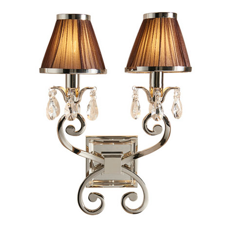 Oksana Polished Nickel & Chocolate Shades Twin Wall Light