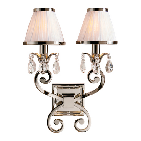 Oksana Polished Nickel & White Shades Twin Wall Light