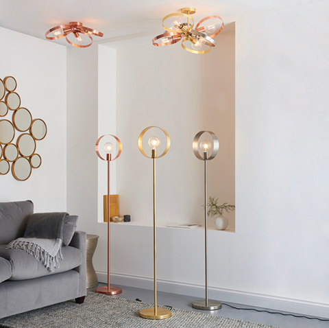 Hoop Single Floor Lamp - Brushed Copper