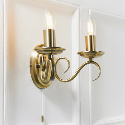 Bernice 2lt Wall Light - Antique Brass