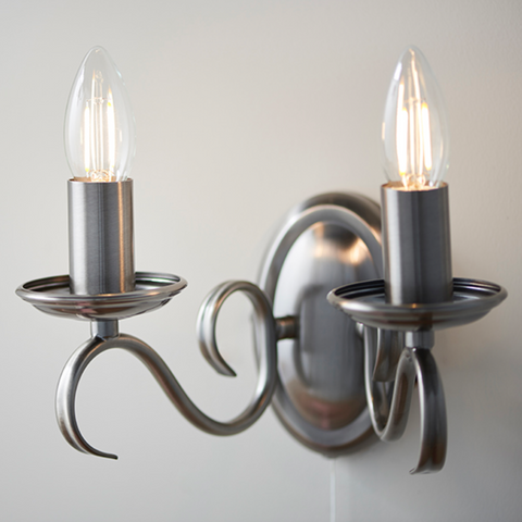 Bernice 2lt Wall Light - Antique Silver
