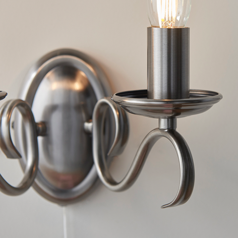 Bernice 2lt Wall Light - Antique Silver