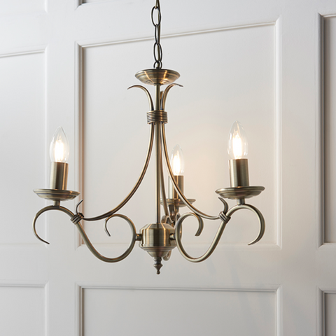 Bernice 3lt Pendant - Antique Brass