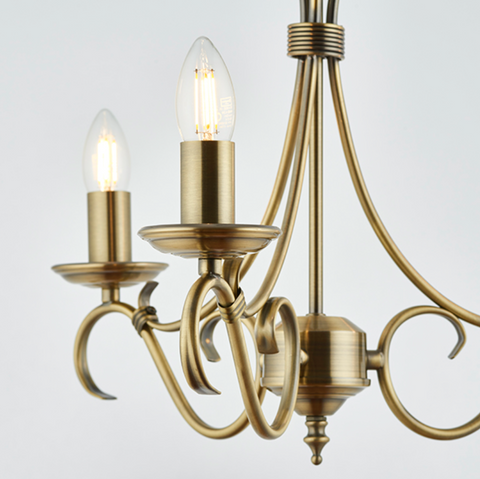 Bernice 3lt Pendant - Antique Brass