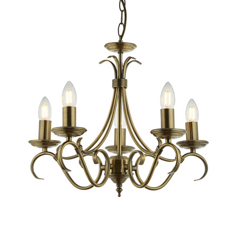 Bernice 5lt Pendant - Antique Brass