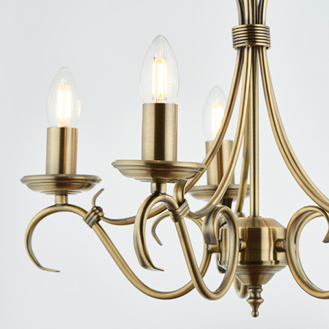 Bernice 5lt Pendant - Antique Brass