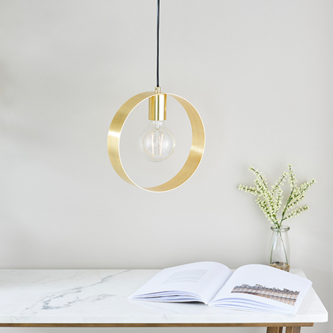 Hoop Single Pendant - Brushed Brass