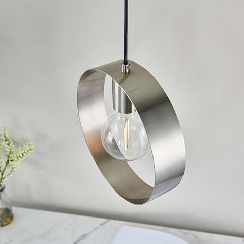 Hoop Single Pendant - Brushed Nickel