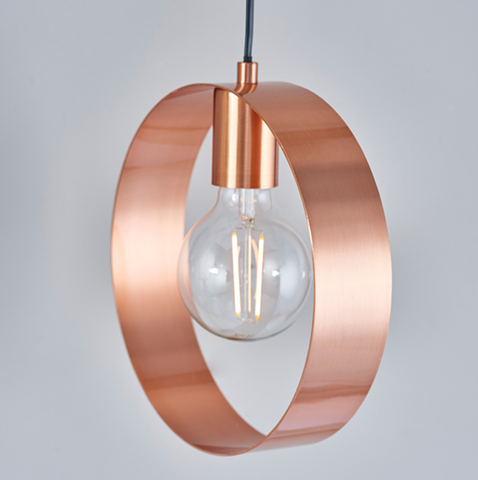 Hoop Single Pendant - Brushed Copper