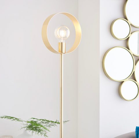 Hoop Single Floor Lamp - Brushed Brass