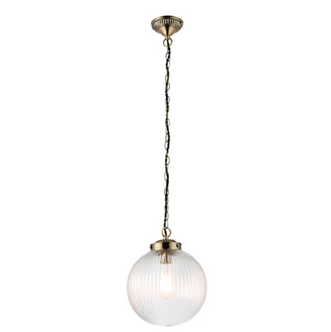 Brydon Small Pendant - Clear Ribbed Glass