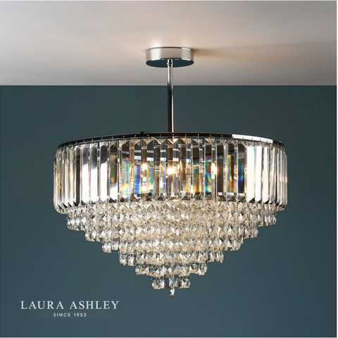 Laura Ashley Vienna 5lt Semi Flush Crystal & Polished Chrome