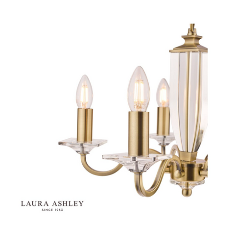 Laura Ashley Carson 5lt Chandelier Cut Glass & Antique Brass