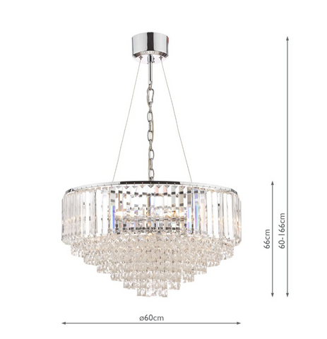 Laura Ashley Vienna 9lt Chandelier Crystal & Polished Chrome