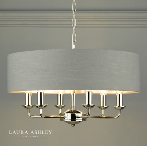 Laura Ashley Sorrento Polished Nickel 6 Light Armed Fitting Ceiling Li Online Light Shop