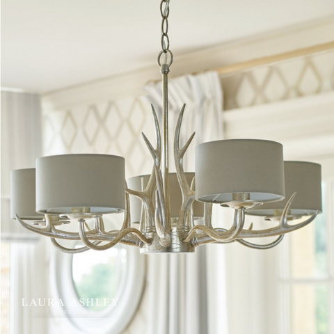 Laura Ashley Mulroy 5lt Antler Chandelier Champagne With Shades