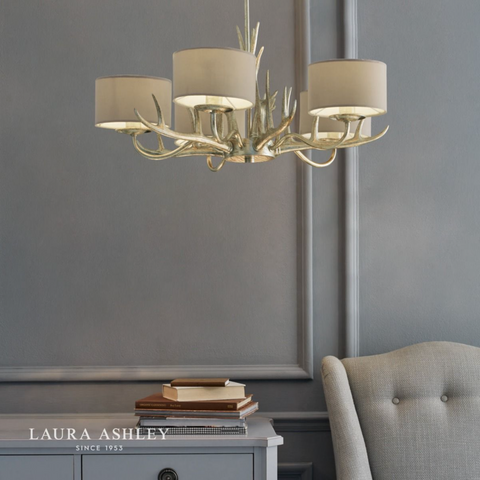 Laura Ashley Mulroy 5lt Antler Chandelier Champagne With Shades