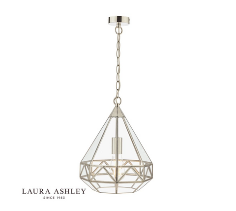Laura Ashley Zaria Polished Nickel 1 Light Lantern Pendant Ceiling Light