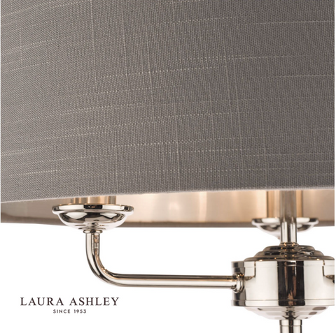 Laura Ashley Sorrento Polished Nickel 3 Light Floor Lamp with Charcoal Shade