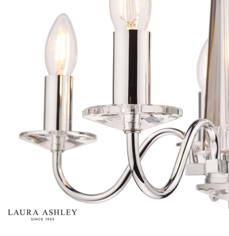 Laura Ashley Blake Cut Glass & Polished Chrome 5 Light Chandelier