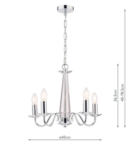 Laura Ashley Blake Cut Glass & Polished Chrome 5 Light Chandelier