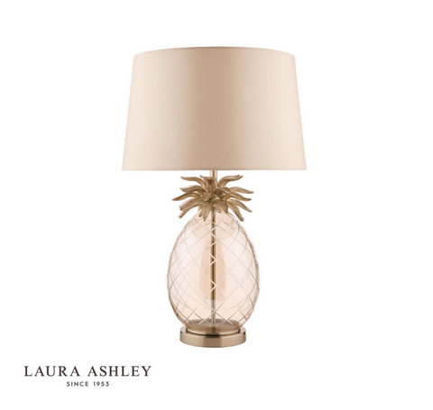Pineapple Champagne Cut Glass Table Lamp with Taupe Shade