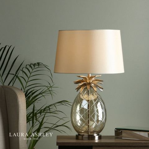 Laura Ashley Pineapple Large Table Lamp Champagne Cut Glass With Shade