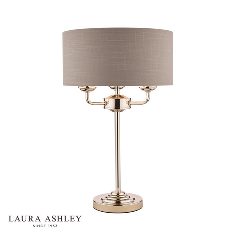 Laura Ashley Sorrento Polished Nickel 3 Light Table Lamp with Charcoal Shade