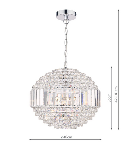 Laura Ashley Vienna 5lt Chandelier Crystal & Polished Chrome