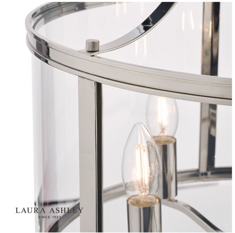 Laura Ashley Harrington 5lt Pendant Polished Nickel Glass